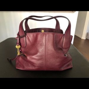FOSSIL Maya Satchel Burgundy Leather Crossbody Bag.